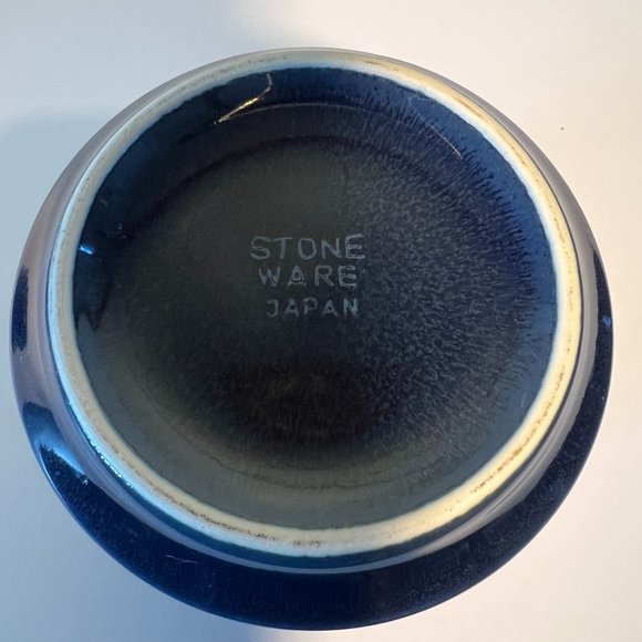 Cobalt Blue Stoneware Creamer & Covered Sugar Bowl Set ~ Made in Japan - Picture 7 of 9